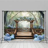 Aperturee - Aperturee Mothers Day Blue Floral Spring Arch Photo Backdrop